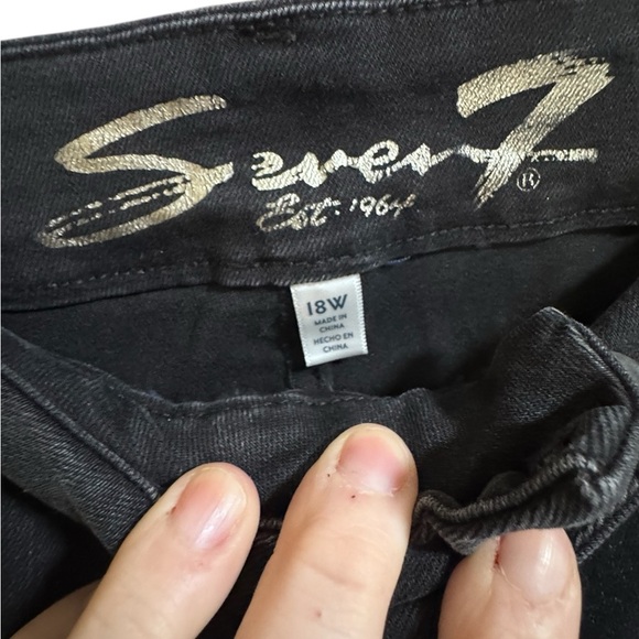 Seven7 Black Denim Jeans with Knee Holes - Picture 2 of 4